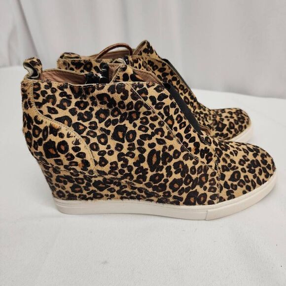 Linea Paolo Size 9 Felicia lll Leopard Zip-Up Leather Platform Bootie Sneakers C - Picture 4 of 13